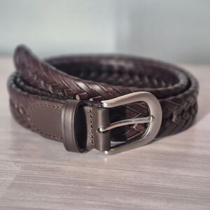 Men's Brown Leather Braided Belt